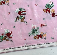 ALEXANDER HENRY Fabric FOR YOU Christmas Pin-up girls Santa Baby Pink 2019 BTY