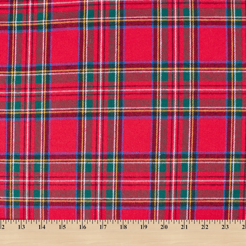 Red Plaid Cotton Flannel Fabric – 100% Cotton 57/58″ Sold By The Yard