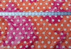 Orange & Pink Polka Dot Print Fabric By the Yard Rayon Acetate