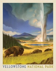 36″ X 43″ Panel National Parks Yellowstone Cotton Fabric Panel D472.48