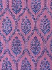 Peter Dunham Block Linen JAALI – INDIGO ON RASPBERRY SKU: 111JAL04 3 Yards