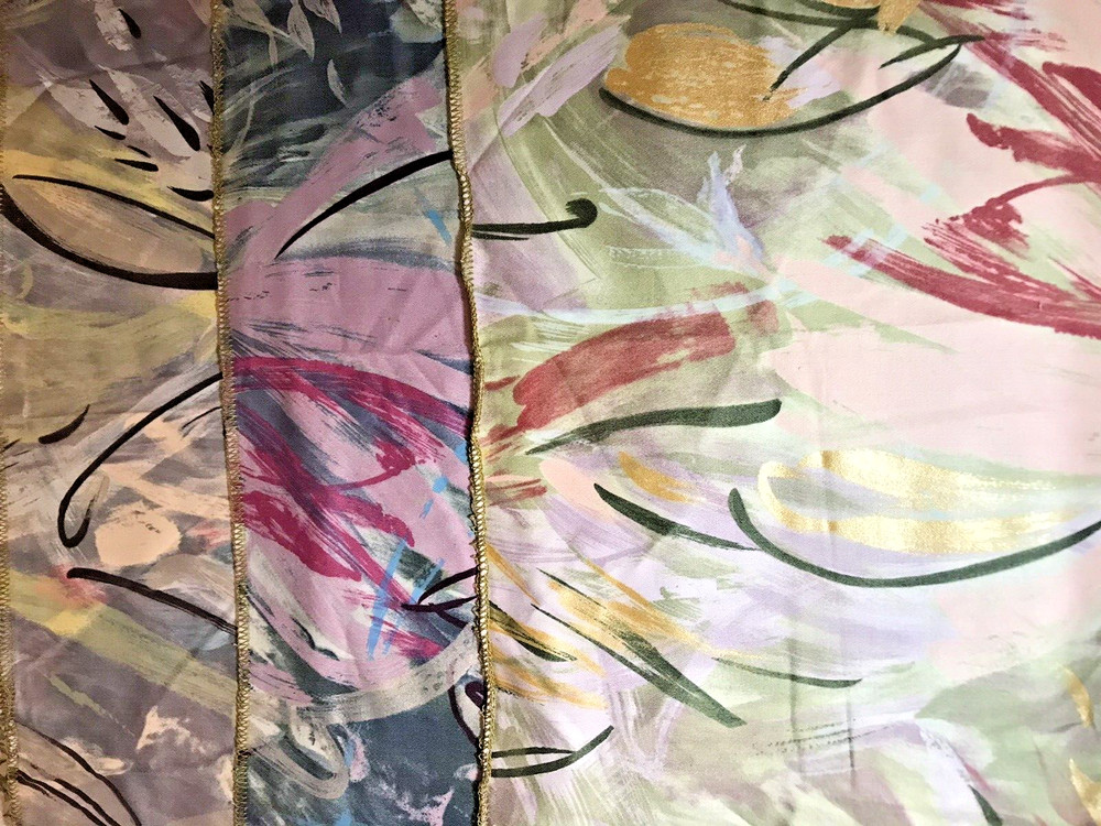 3 Vintage Cotton Squares High Quality Drapery Fabric Remnants 25″ X 25″