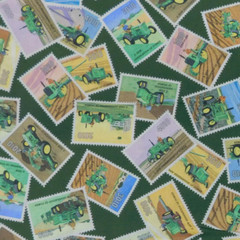 Quilting Patchwork Fabric John Deere Tractors Green Stamps 50x55cm FQ