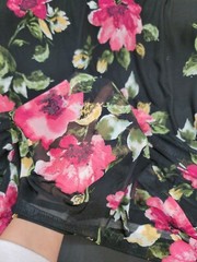 Fabric Sold By The Yard Black Stretch Mesh 4 Way Stretch Floral Flowers Dress