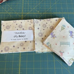 Oh Baby! Pastel Cream Toys Stars Plaid Charm Pack Lot Sandy Gervais 86 Pieces 5”