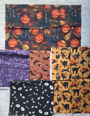 Halloween Fabric Mixed Lot of Pieces Henry Alexander, JoAnn, Debbie Mumm
