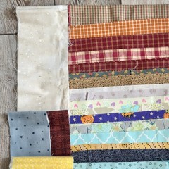 Fabric Scrap Bundle 1 Lb 11 oz Mixed Lot #7 Various Sizes and Prints As Photoed
