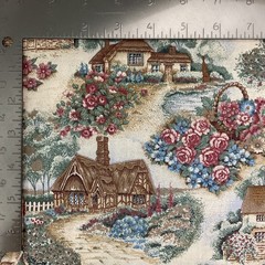 Vintage English Cottages & Birdhouses Cotton Fabric 110” x 45” Spring Industries