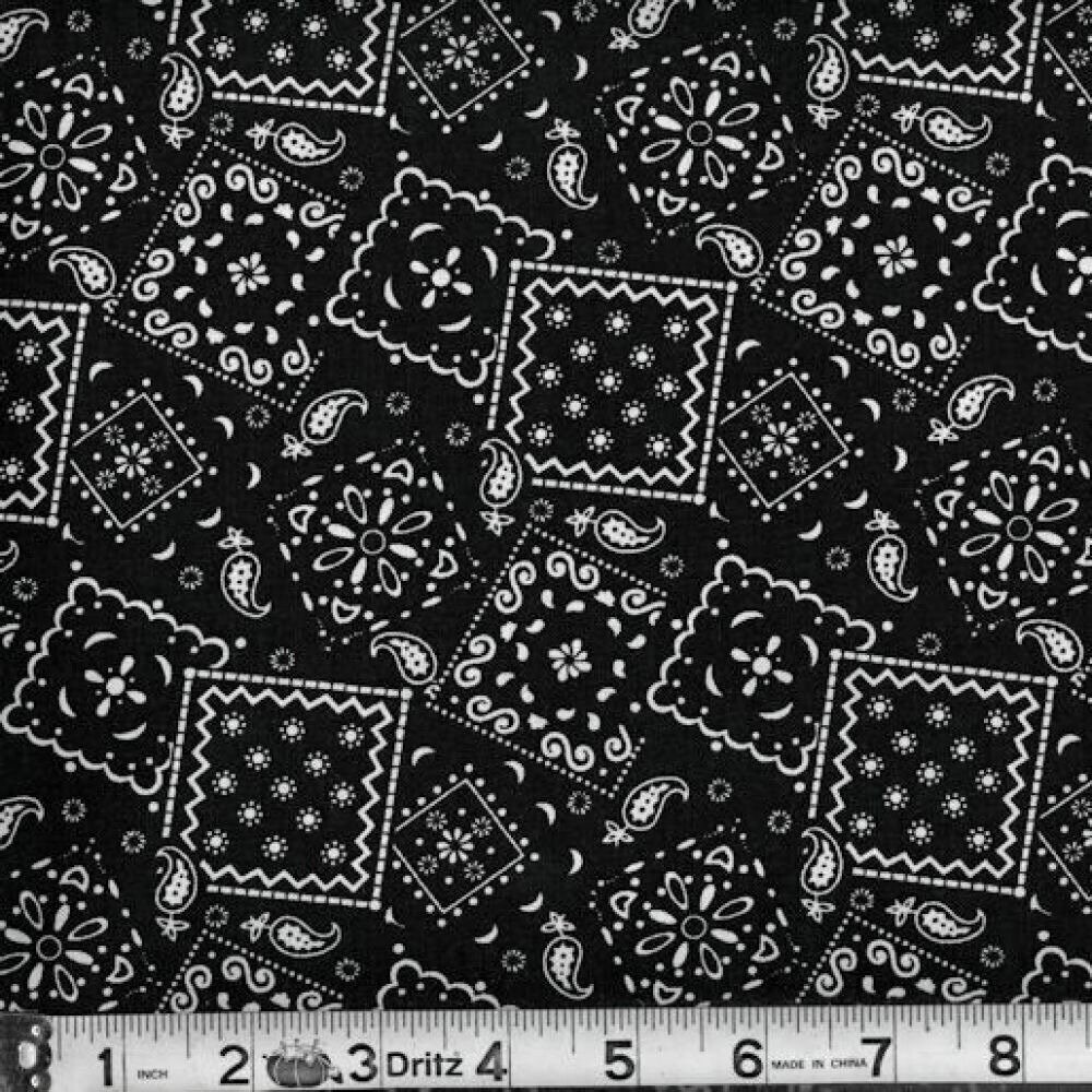 Bandana Paisley Black Fabric
