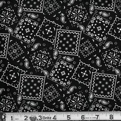 Bandana Paisley Black Fabric
