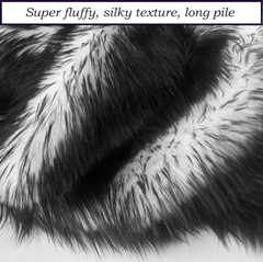 Bianna Candy Black Wolf Faux Fur Fabric, 60 inches Wide Options, American Seller