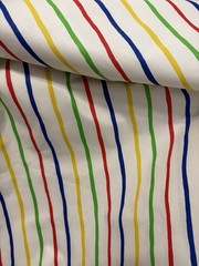 Vtg Di Lewis Stripe Cotton Or Cotton Blend Fabric Primary Colors New 5 Yards