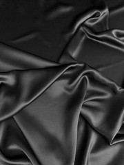 SPECIAL PRICE Coal Black Silk Charmeuse | Remnant 69″ (1.9 yards) / 55″ Wide