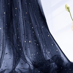 Horbaunal Navy Blue Glitter Tulle Fabric Rolls 54 1 Yard, Blue-star&moon