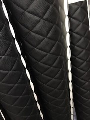 Vinyl Upholstery black diamond Quilted fabric with 3/8″ Foam Backing by yard