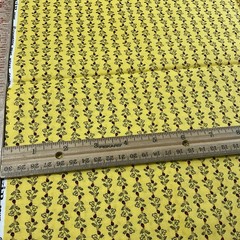 Cranston VIP Cotton Fabric 1 Yard Deep Yellow with Red Flower, Black Leaves