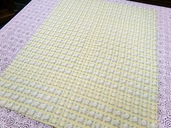 Phantom Rosebud Vintage Chenille Bedspread Fabric Yellow White 20×24″ Piece