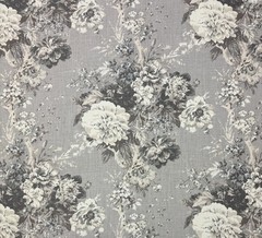 WAVERLY BALLAD BOUQUET PLATINUM GRAY LARGE FLORAL LINEN FABRIC BY YARD 54″W