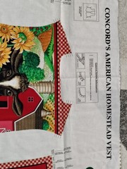 Country FARM Cow Sunflower VEST Fabric Panel Adult NEW American Homestead