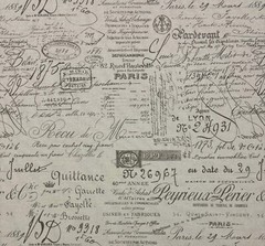 BALLARD DESIGNS DOCUMENT BROWN FRENCH SCRIPT FABRIC BY 1/2(0.5) YARD 55″ W