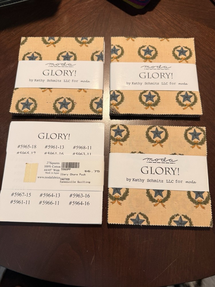 Precut Fabric Squares (42 pcs) Moda GLORY Charm Pack, 100% 5-inch LOT OF 4