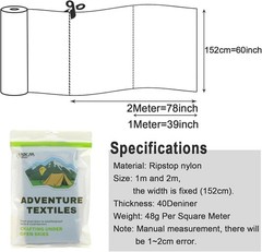 Fabric, White Waterproof Ripstop Nylon Fabric 40D, 60×39 Inches, Lightweight,…