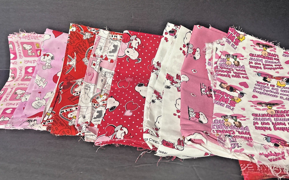 Snoopy Fabric Grab Bag: Valentine’s Day Lot 1.14 pounds: See description