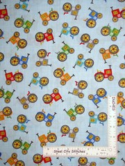 Farm Tractors Multicolor Toss Blue Oink Cotton Fabric Blank Textiles By The Yard