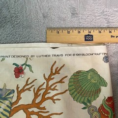 Vintage 1981 Bloomcraft Luther Travis Fabric 4.5 Yards Seashell Floral Coastal