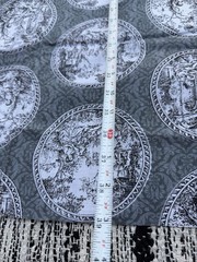 Toile Medallion Fabric 45×39 Black Gray Green French Country Lightweight Cotton