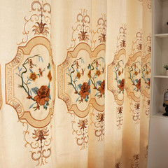 Vintage Beige Chenille Floral Embroidered 70% Blackout Curtains, 2 Panels 48×96