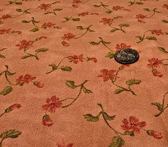 Moda * Pink Flowers*Green Stems Leaves Tossed on Rose Brown*100% Cotton*8″ x 21″