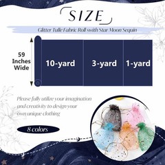 Horbaunal Navy Blue Glitter Tulle Fabric Rolls 54 1 Yard, Blue-star&moon