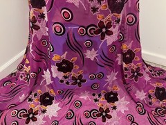 Pink Chiffon With Multicolor Metallic Burnout Velvet Fabric 50” Width 1 Yard