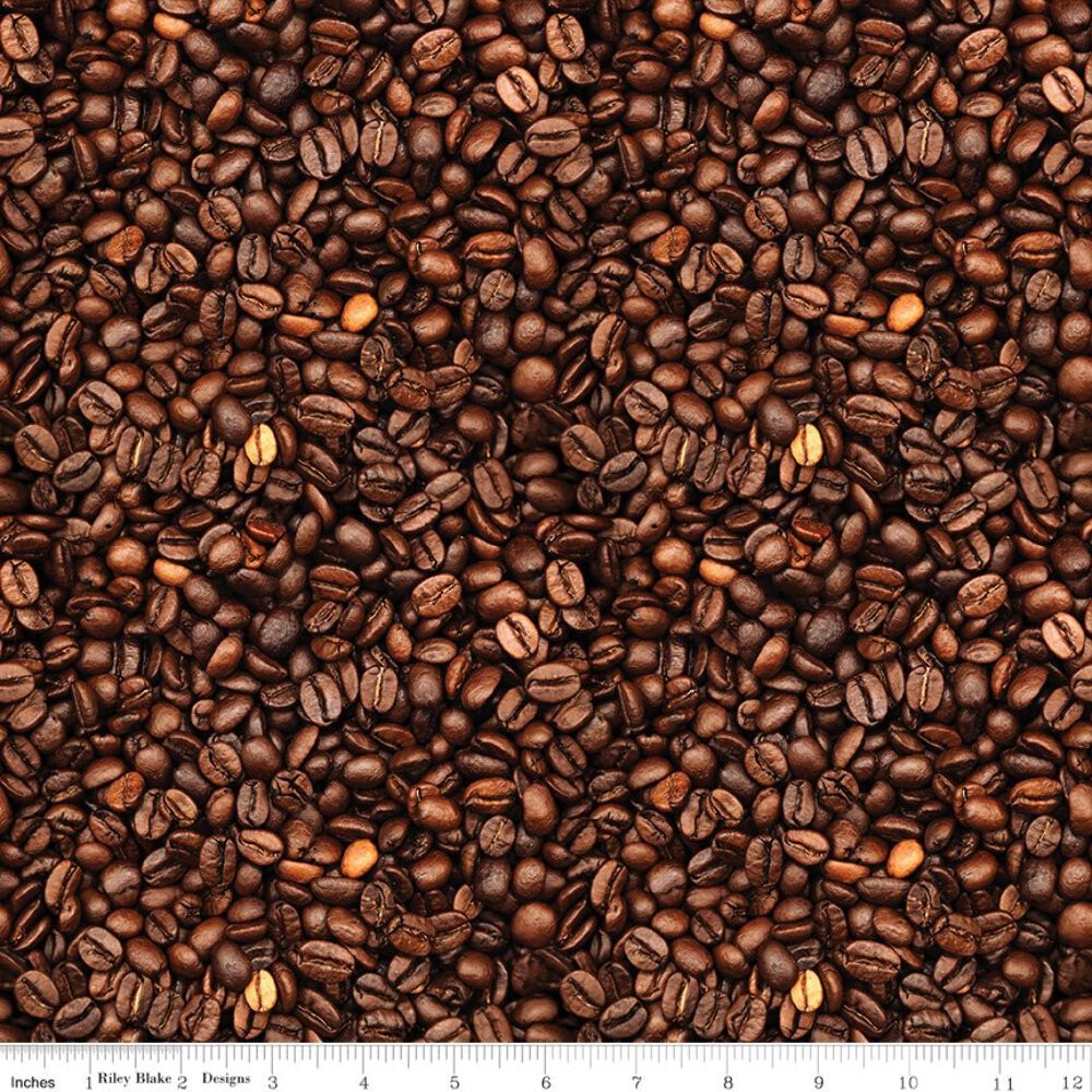 Coffee Time Coffee Beans Brown 100% Cotton Quilting Fabric by the Yard