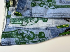 John Deere Tractors Blue Denim Patch Fabric 1+ yd Preowned Hemmed