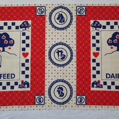 Vtg Cow Farm Dairy Feed Fabric Panel Pillow Cushion Coaster Placemat Tote Bag
