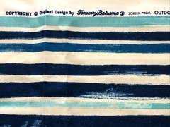 Tommy Bahama Blue Teal Fabric Coastal Stripe 2 Pieces Nautical Beach Decor READ