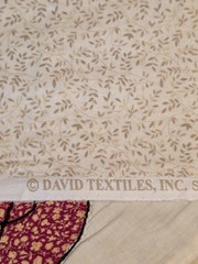 David Textiles, Tiny Leaves Branches, Cotton, Tan, Beige On Cream, 2 Yds