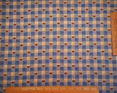 Cotton Fabric 1 Yard Tiny Sailboats on Blue Beige Check Nautical Debbie Mumm Vtg