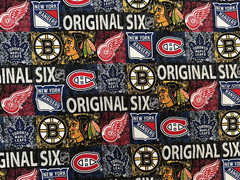 NHL Original Six Teams Logo Pattern Fabric Multicolor Sports Theme