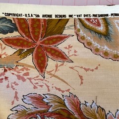 WIDE Tan Cream Brown Red Blue Floral Drapery Fabric Fifth 5th Avenue 4y