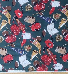1/2 yard cotton 4 oz twill fabric CHEER SQUAD retro preppy ivy league college