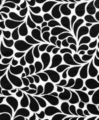 African Print, Stretch Cotton Satin Fabric- Black, White “Mimi”, Per Yard