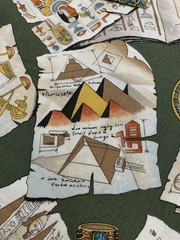 Vtg 1999 Alexander Henry Egyptian Fabric Documents History Scroll Pyramid 1 Yard