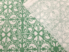 P Kaufmann PALAZZO LAGOON Green Geometric Designer Floral Drapery Uph Fabric