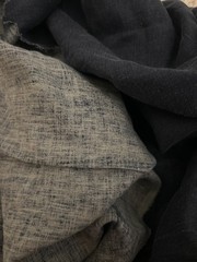 100% Linen Fabric – Reversible Black & Grey White Weave – Light 59″ Wide BTY
