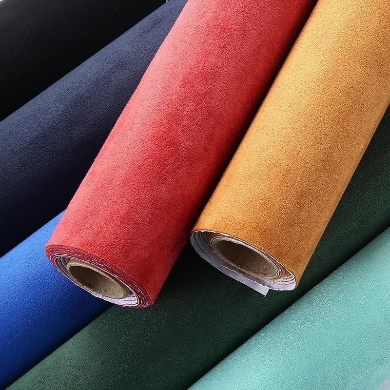 Self Adhesive Faux Suede Fabric Wrap Film Sticker Car Interior Craft Black Color