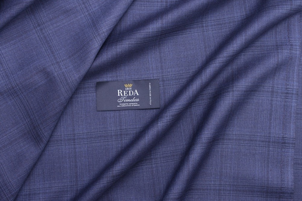 Reda Timeless Blue Tonal Check 4.3 m. quality suiting fabric made in Italy