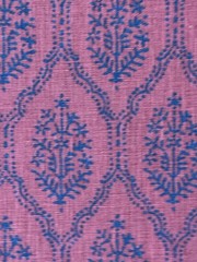 Peter Dunham Block Linen JAALI – INDIGO ON RASPBERRY SKU: 111JAL04 3 Yards
